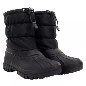 Chooka Women's Black Nylon Puffer Insulated Defender Repellent Snow Boots